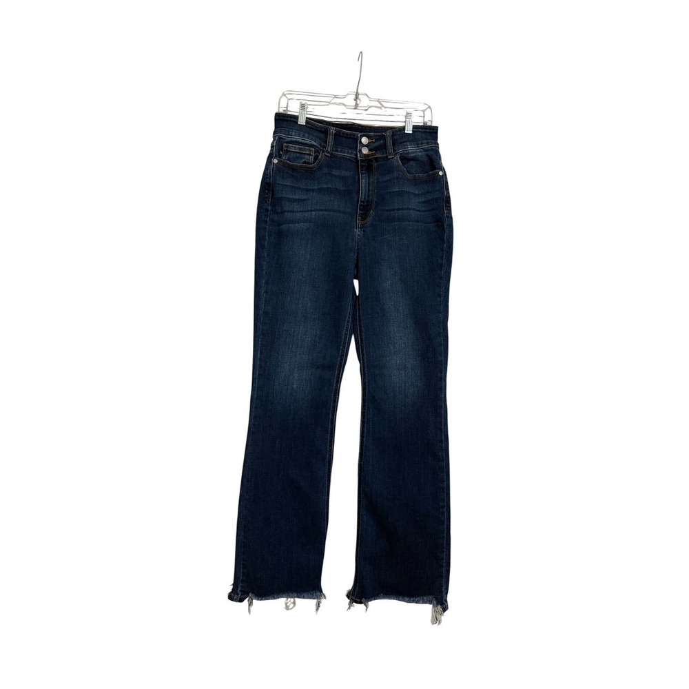 Judy Blue Boot Cut High Rise Frayed Hem Dark Blue Size 13/31 Stretch
